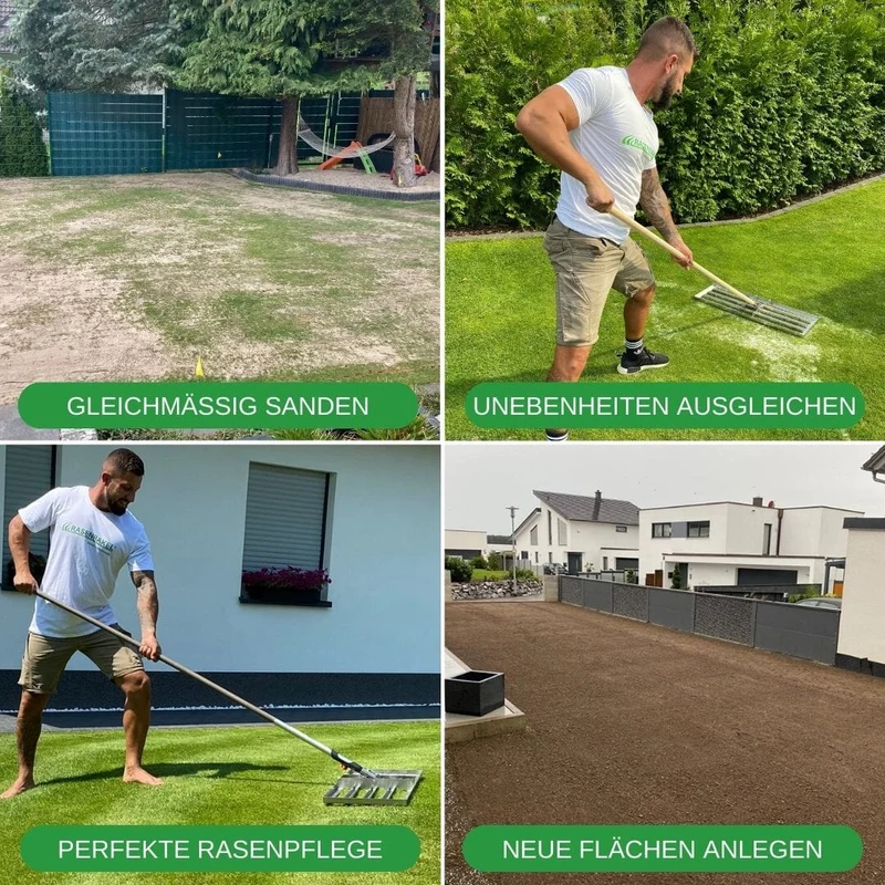 RISISANI Premium Rasenrakel XXL-160 in Stainless Steel