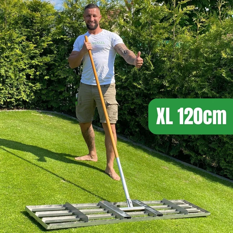 RISISANI Premium Rasenrakel XL-120 in stainless steel