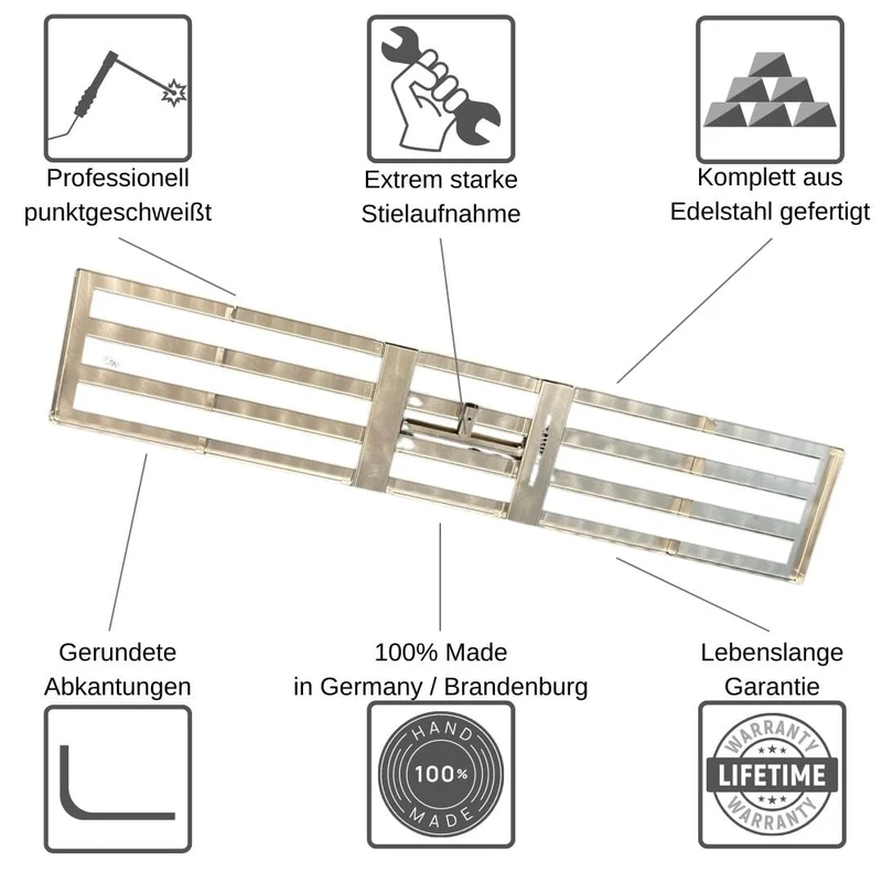 RISISANI Premium Rasenrakel XL-120 in stainless steel
