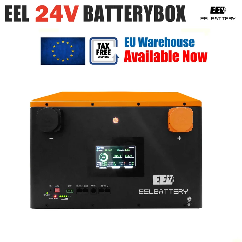 EU Stock-24V DIY Case LiFePO4 Battery Box with JK Inverter 200A Active Balance Smart BMS for Golf Cart,RV,Camper Yacht Pre-sale