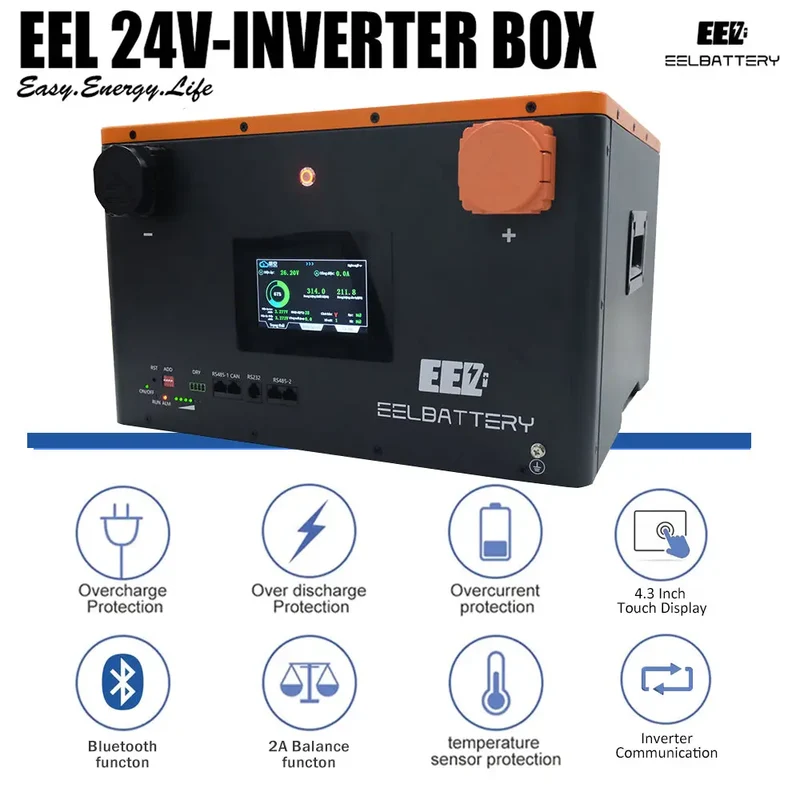 EU Stock-24V DIY Case LiFePO4 Battery Box with JK Inverter 200A Active Balance Smart BMS for Golf Cart,RV,Camper Yacht Pre-sale