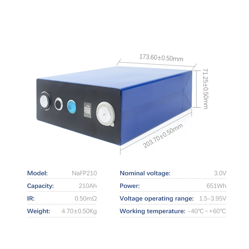 4PCS Grade A 3V 210Ah Sodium-Ion Battery Na-Ion Cells for DIY Home Energy Storage, Solar & Boat Applications