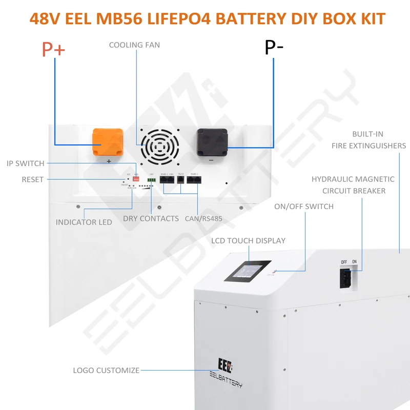 EU Stock-EEL 32kwh 51.2V 16S 628Ah EVE MB56 Vertical Battery Pack with 300A JK V19 BMS | 8000 Cycles
