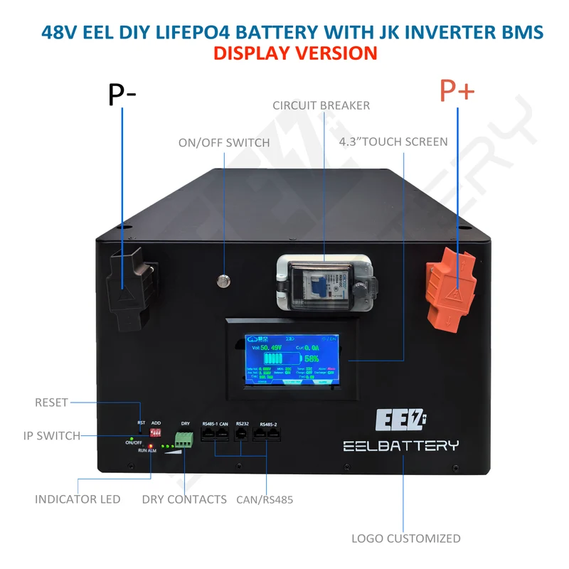 EEL 48V 16S Server Rack Battery V4 Box DIY Stackable Kits with JK V15 BMS Box Energy Storage EU Stock