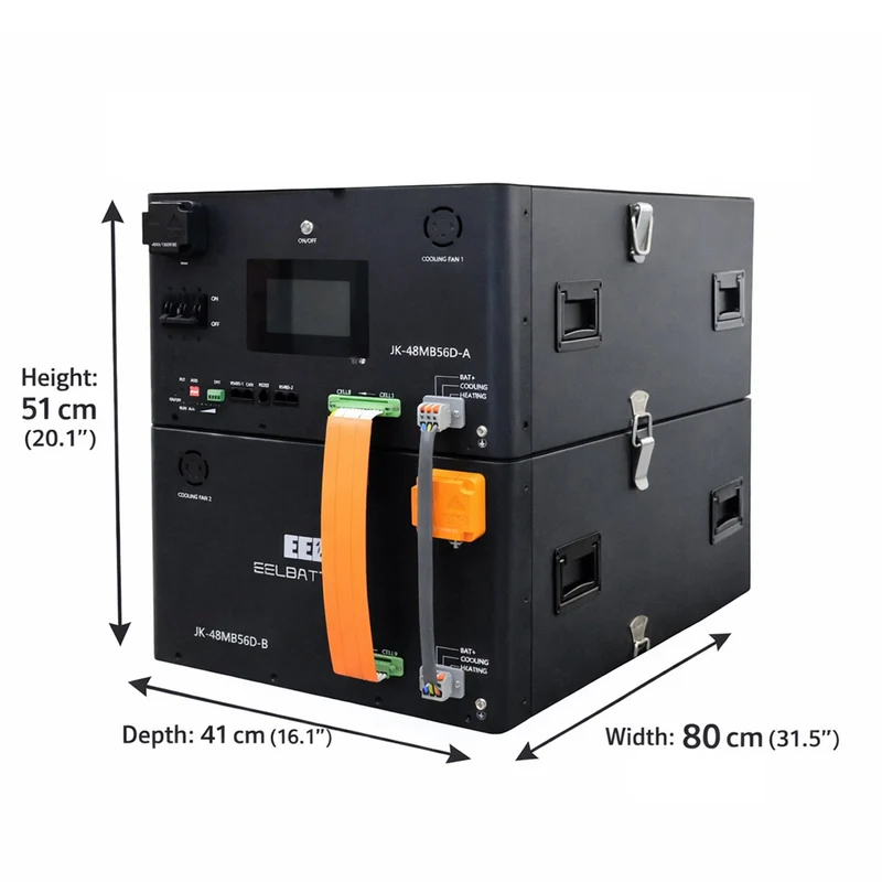 EU Stock-EEL 32kwh 51.2V 16S 628Ah EVE MB56 Horizontal Battery Box DIY Kits with 300A JK V19 BMS For Solar Energy Storage System EV RV