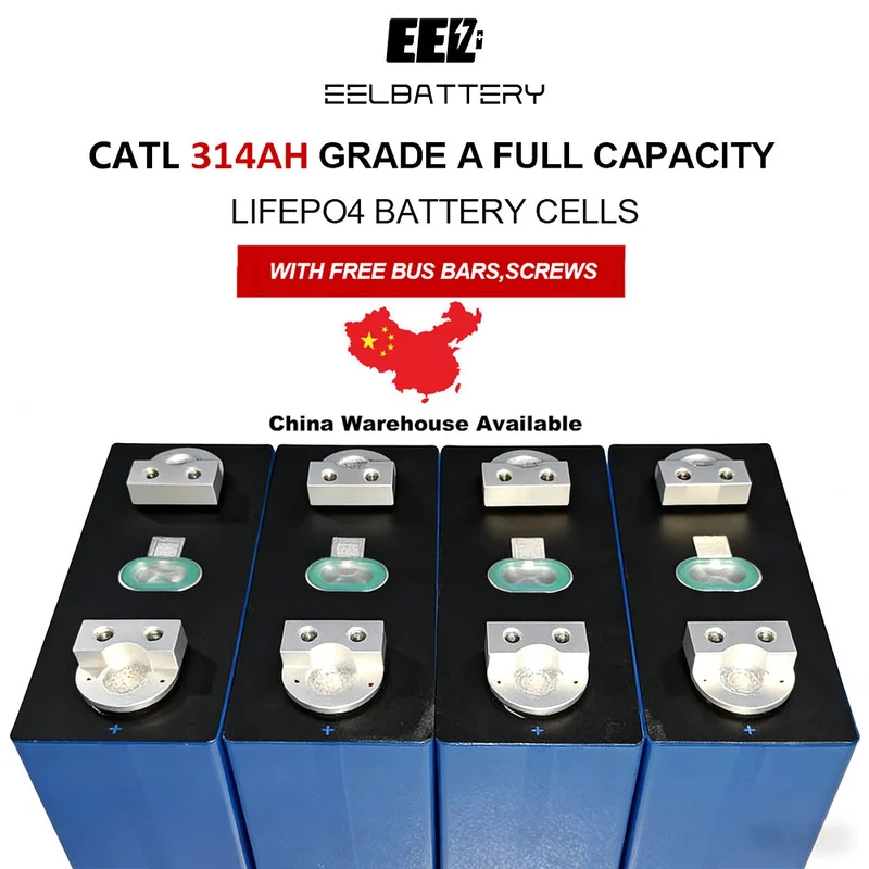 4PCS 3.2V CATL 314Ah Grade A Lifepo4 Battery Cells Rechargeable for EV Solar Energy Free Shipping & Free Tax & With Cells China Shipping