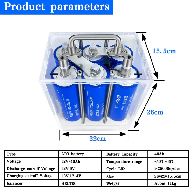 12V Yinlong 40Ah LTO Battery 40Ah Battery Pack 6S1P Ingebouwde Balancer Cycle Life 20000 Free Shipping & Free Tax & With Cells