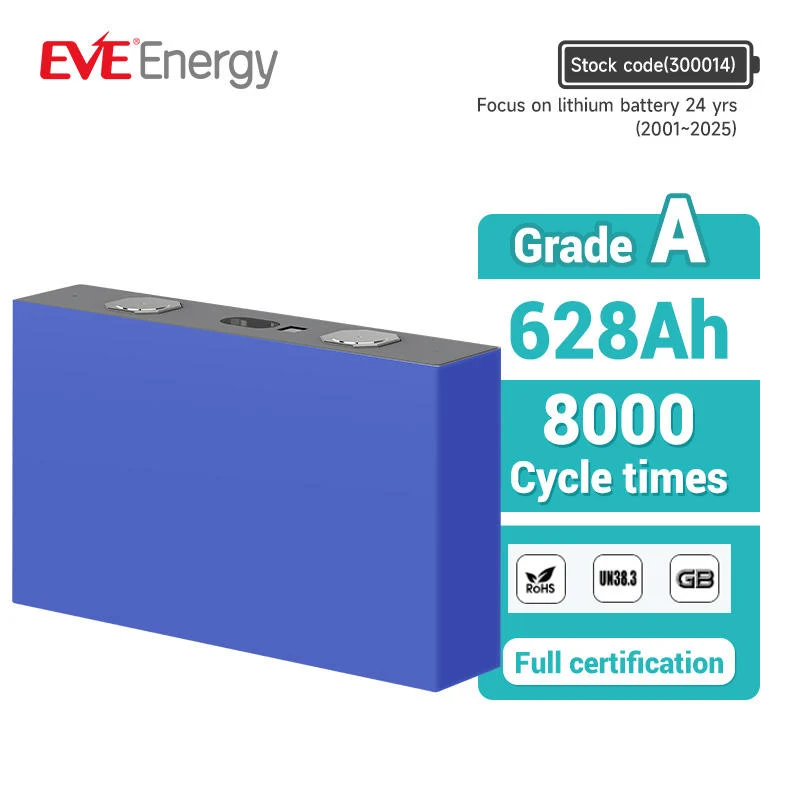 EU Stock-3.2V 628Ah EVE MB56 with M8 Studs Grade A LiFePO4 Battery Cells Free Shipping& Free Tax& With Cells Pre-sale