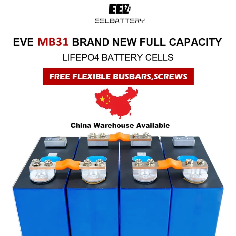 4PCS 3.2V EVE 330Ah MB31 Grade A HSEV LiFePO4 Battery Cells Full Capacity China Shipping