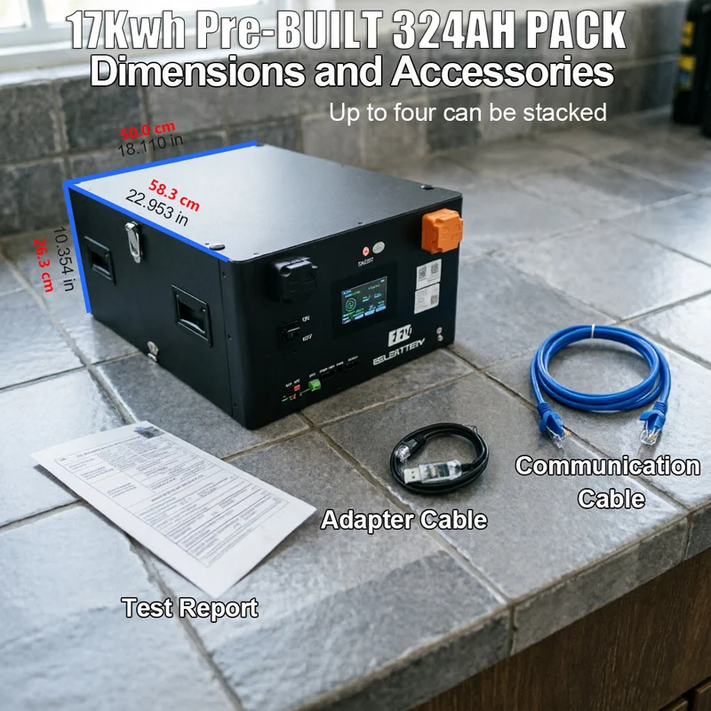 EU Stock 51.2V 17kWh EEL Server Rack LiFePO4 Battery Pack with JK V19 BMS for Home Power Solar Energy Storage