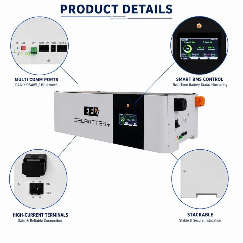 EU Stock 51.2V 17kWh EEL Server Rack LiFePO4 Battery Pack with JK V19 BMS for Home Power Solar Energy Storage