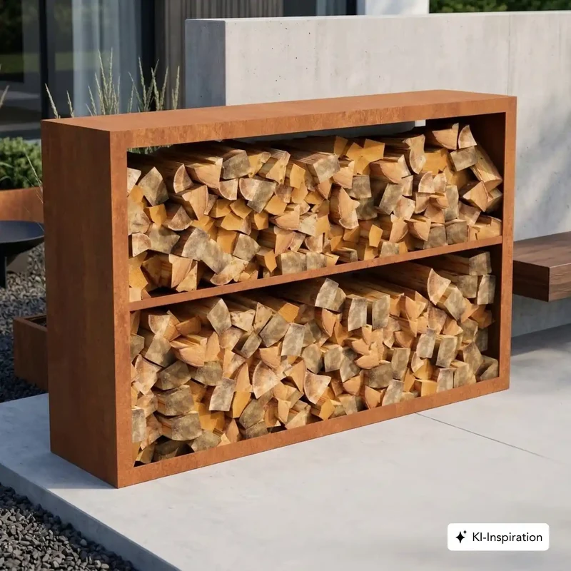 Holzlager Bandon Cortenstahl