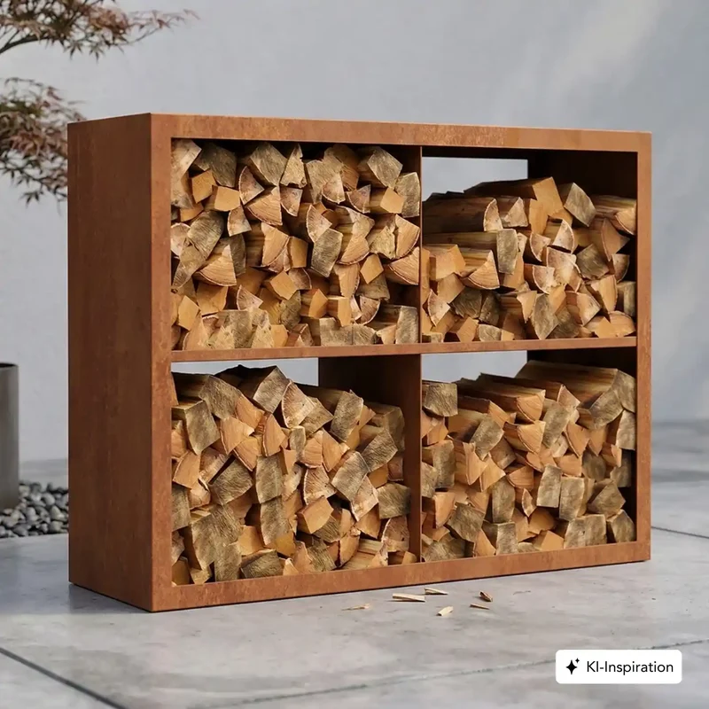 Holzlager Bandon Cortenstahl