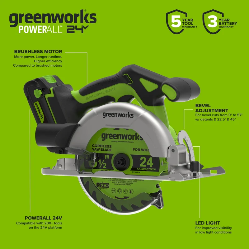 24V Cordless 280 in-lbs Drill/Driver Power Tool 3PC Combo Kit w/ 6-1/2" Circular Saw & Oscillating Multi-Tool: (1) 2.0Ah USB-C Battery, (1) 30W USB-C Charger, (1) 3' 100W USB-C Cable