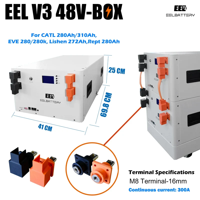EEL 48V 16S V5 Server Rack Battery DIY Box Kits with Bluetooth Seplos BMS Home Energy Storage Stackable Type