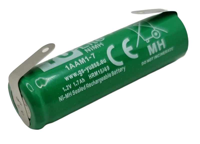 Accu AA NiMH 1.2V 1700mAh Yuasa avec languettes à souder