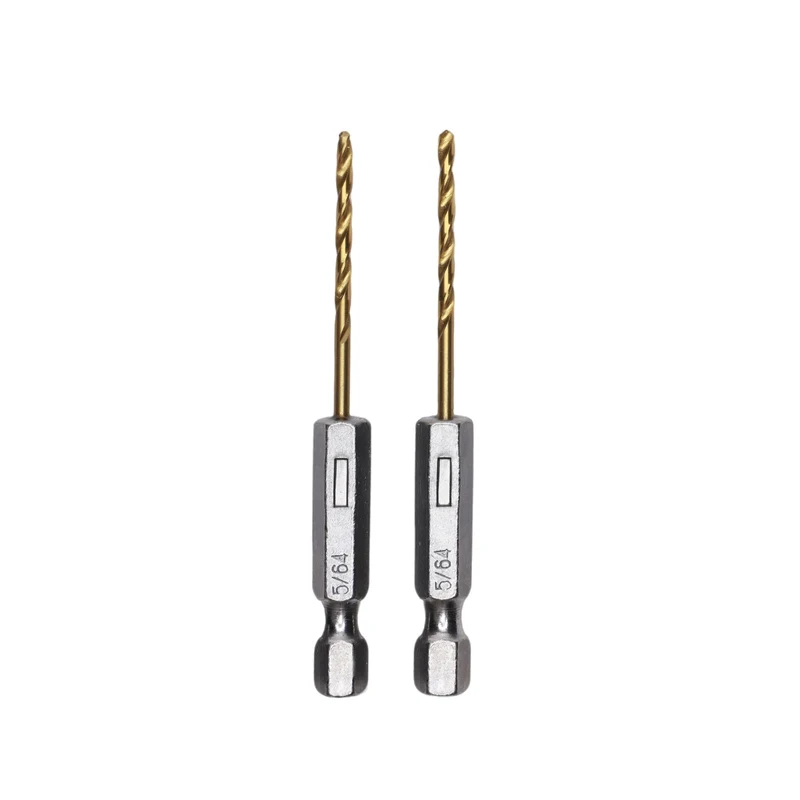 Half Ground 2-PC 1/16-inch Hex Shank Titanium Drill Bit Set