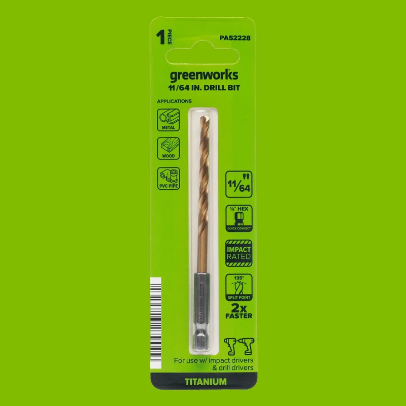 Half Ground 11/64-inch Hex Shank Titanium Drill Bit Set