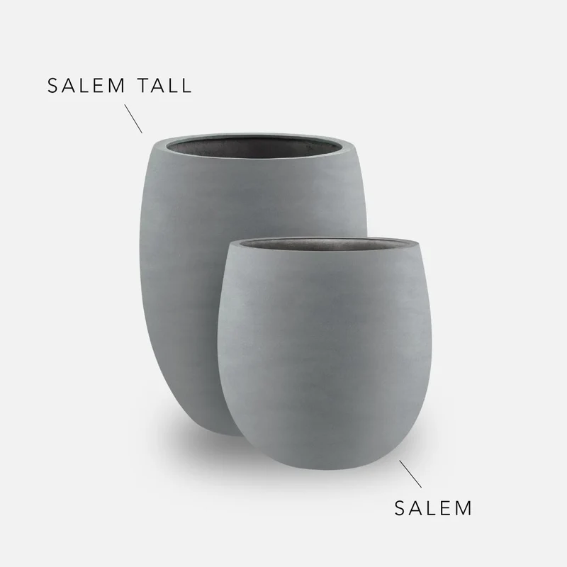 Bundle: Fiberglas matt Pflanzkübel "SALEM" Betongrau