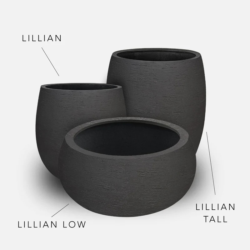 Bundle: Lehmoptik Pflanzkübel "LILLIAN" Schwarz