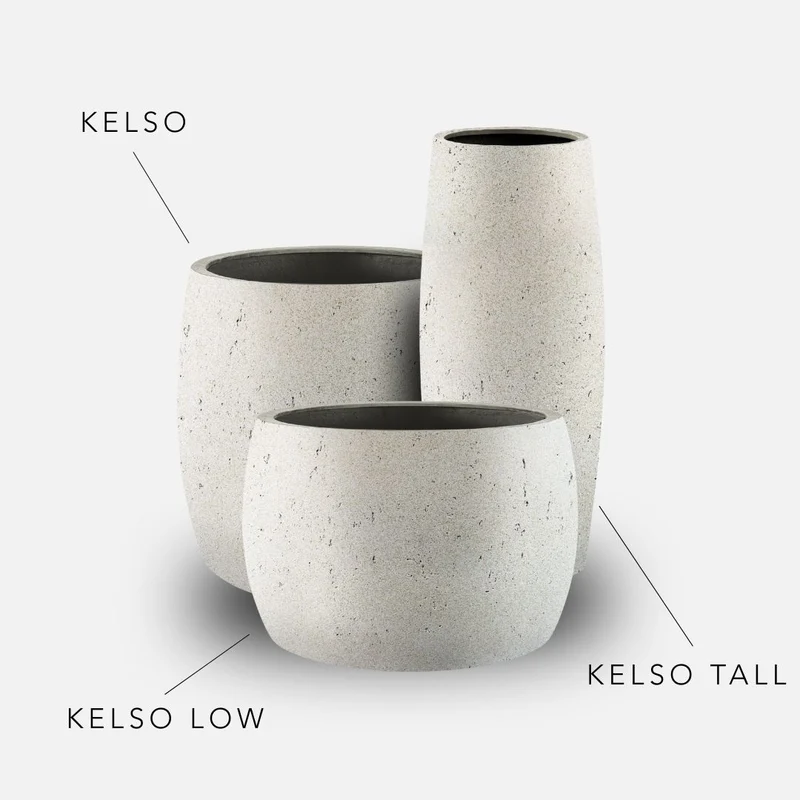 Bundle: Betonoptik Pflanzkübel "KELSO" Creme