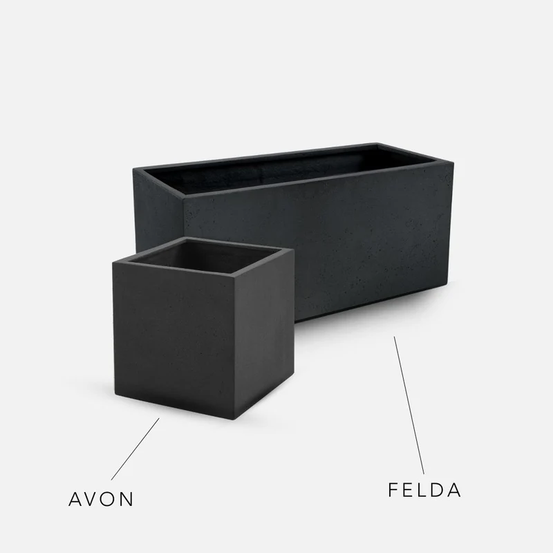 Bundle: Betonoptik Pflanzkübel "FELDA" & "AVON" Anthrazit