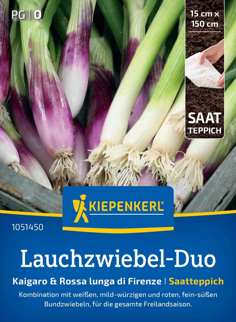Lauchzwiebelnsamen-Duo Kaigaro,Rossa Lunga di Firenze, Saatteppich