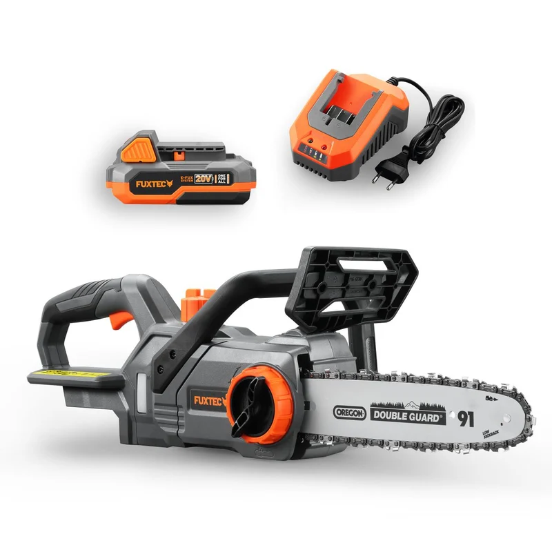 B-WARE FUXTEC 20V Akku Kettensäge FX-E1KS20 SET 2 mit 1 x Akku 2Ah, 1 x Ladegerät 2,4A