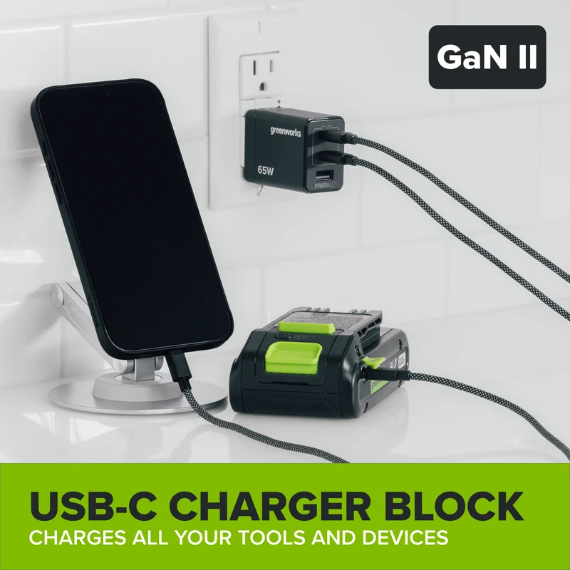 24V PowerAll Charger Set with 65W USB-C Charger Block and (1) 3' 100W USB-C Cable