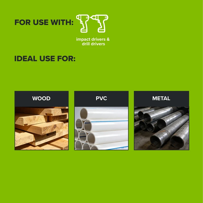 1/8" Drill Bit for Metal, Wood, PVC or more, Impact-Rated, 135˚ Split Point, 1/4" Hex Quick-Connect Base