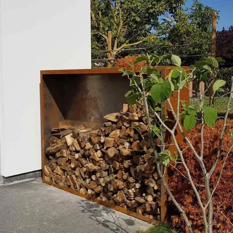 Holzlager Faria Cortenstahl