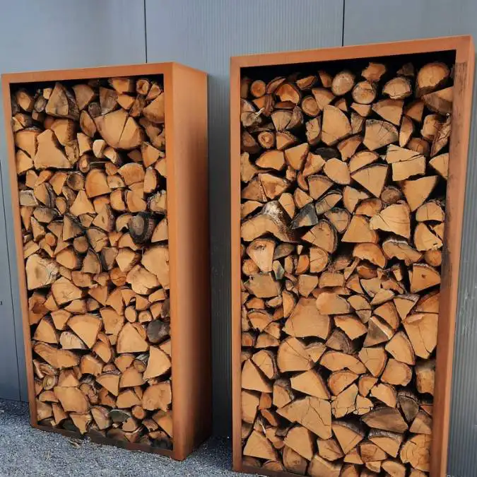 Holzlager Faria Cortenstahl