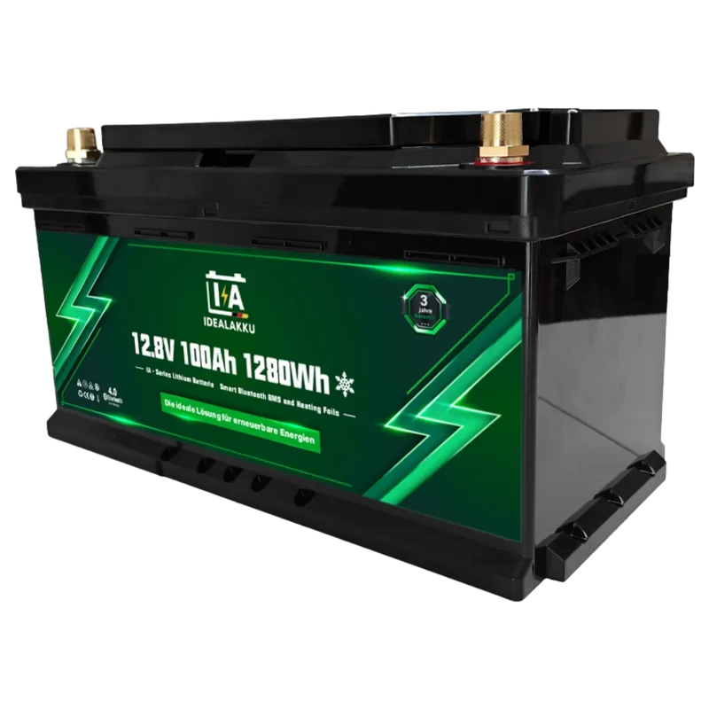 Batterie Lithium LiFePO4 12.8V 100Ah IDEALAKKU IA-12-100H Bluetooth Chauffante Camping-Car Solaire