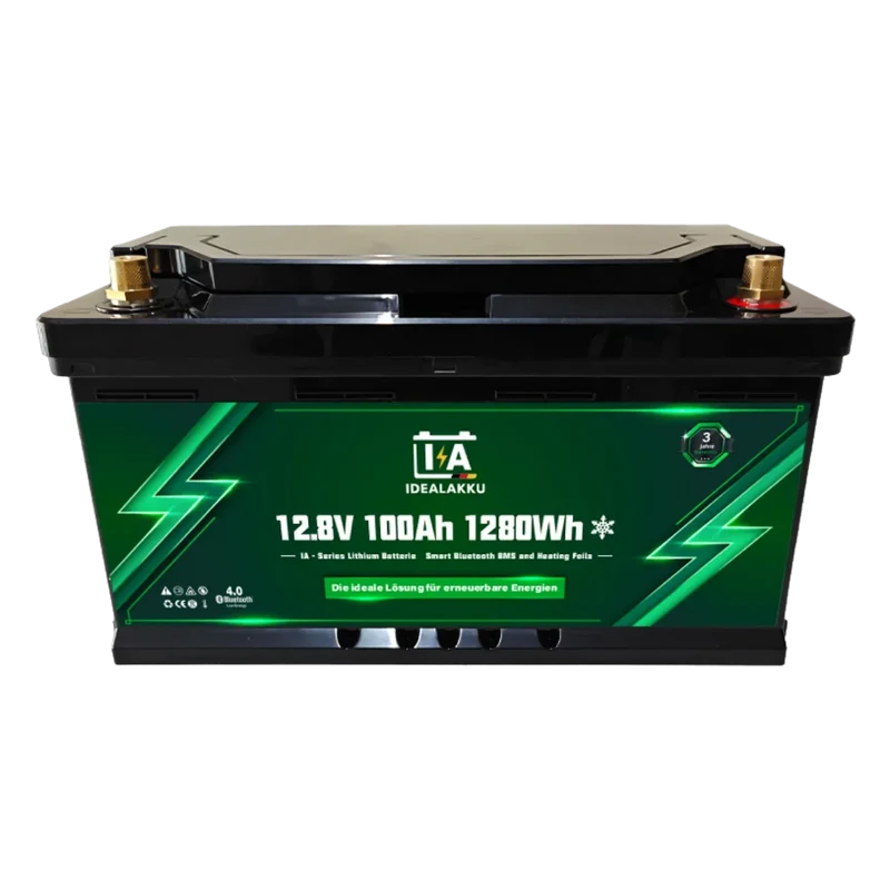 Batterie Lithium LiFePO4 12.8V 100Ah IDEALAKKU IA-12-100H Bluetooth Chauffante Camping-Car Solaire