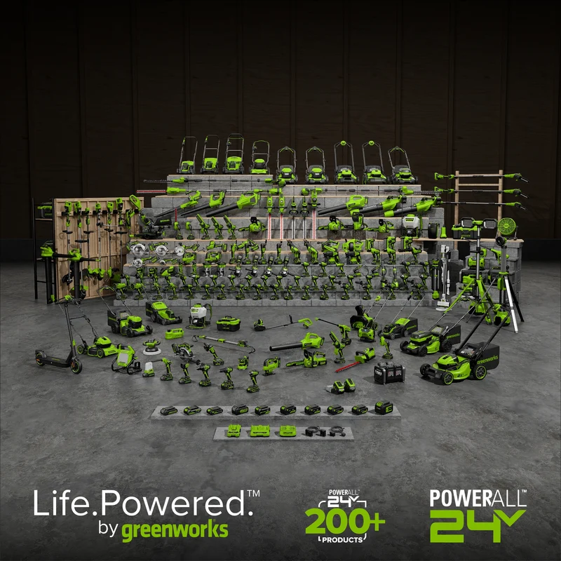 48V (24V x 2) 15" Cordless Battery Dethatcher/Scarifier: (2) 4.0Ah Batteries, (1) 65W Charger, (2) 100W Cables
