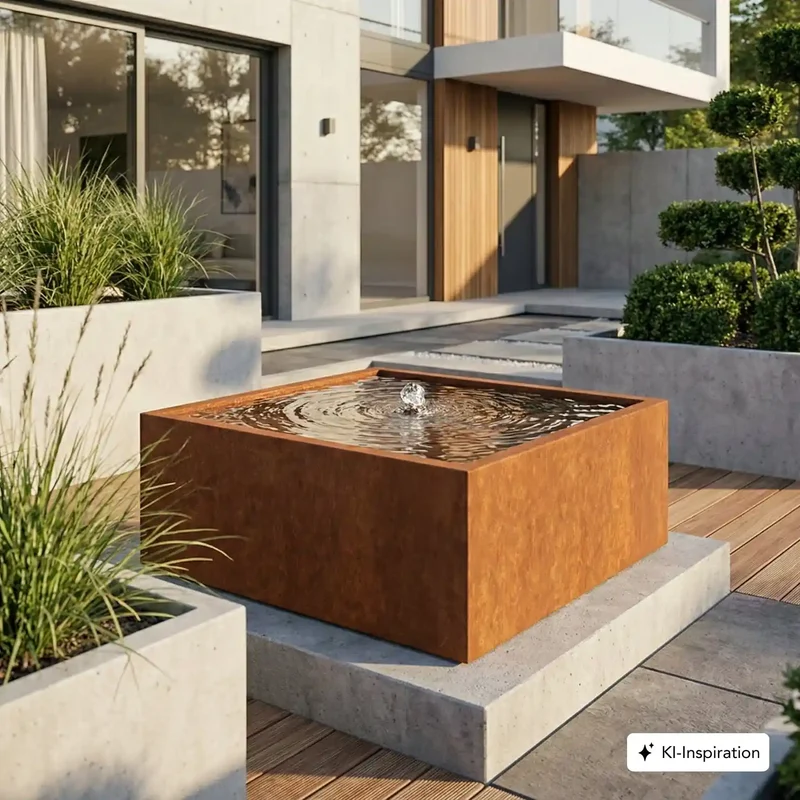 Wassertisch Ventura Cortenstahl, quadratisch