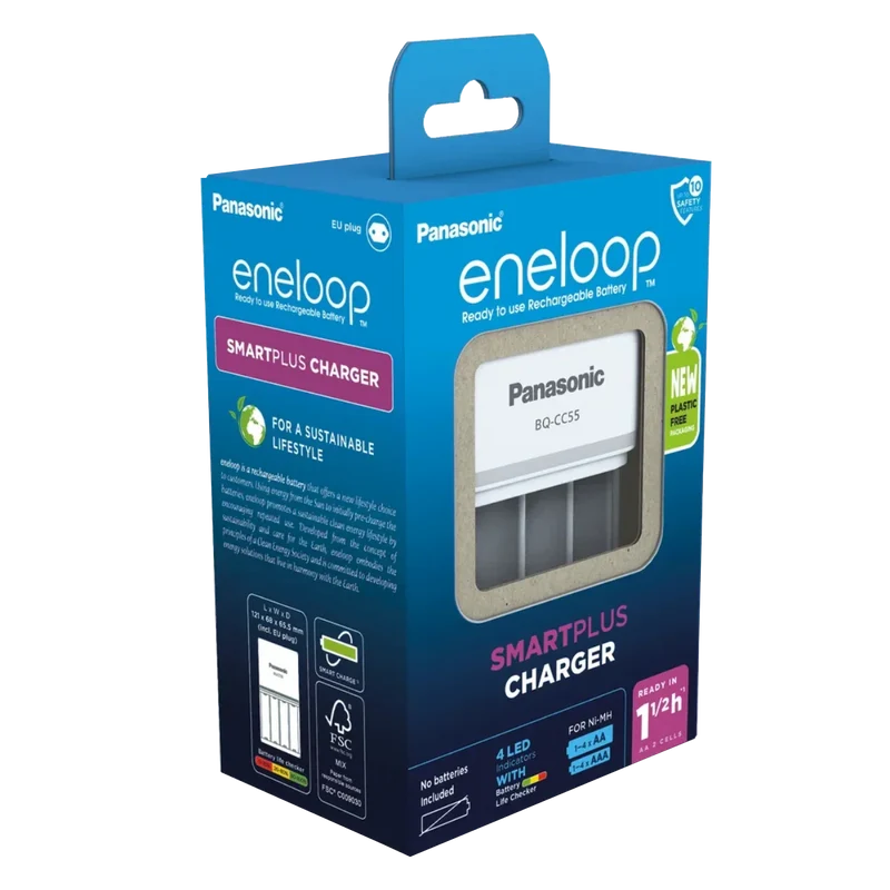 Chargeur Panasonic Eneloop BQ-CC55 – Piles rechargeables AA / AAA Ni-MH
