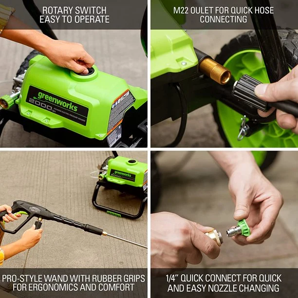 2000 PSI 1.1 GPM Cold Water Electric Pressure Washer (Black Frame)