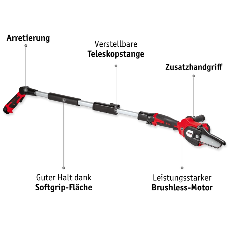 Li-Ion-Akku Hochentaster Kettensäge 12 V mit 2 Akkus