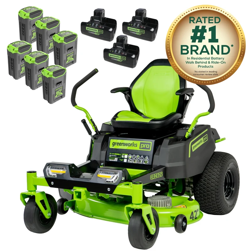 RENEWED 60V 42" Electric CrossoverZ Zero Turn Mower with (6) 8 Ah Batteries and (3) Dual-Port Turbo Chargers, CRZ4261