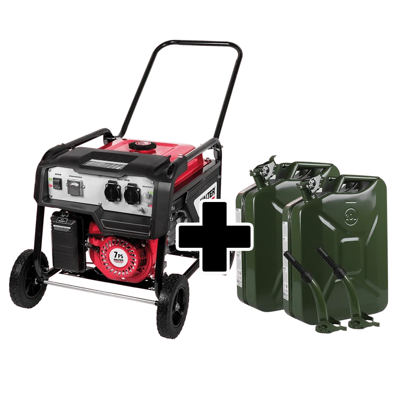 Stromerzeuger 2600 W mit Benzinkanister 20 L Set 2-tlg.