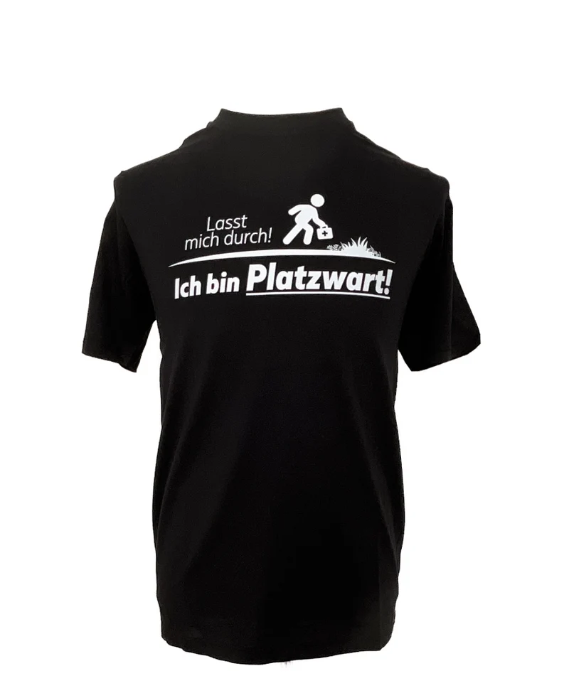 T-Shirt mit Aufdruck "Platzwart" - Schwarz