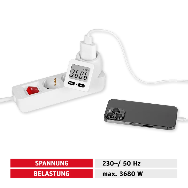 Steckdosenadapter mit Stromzähler