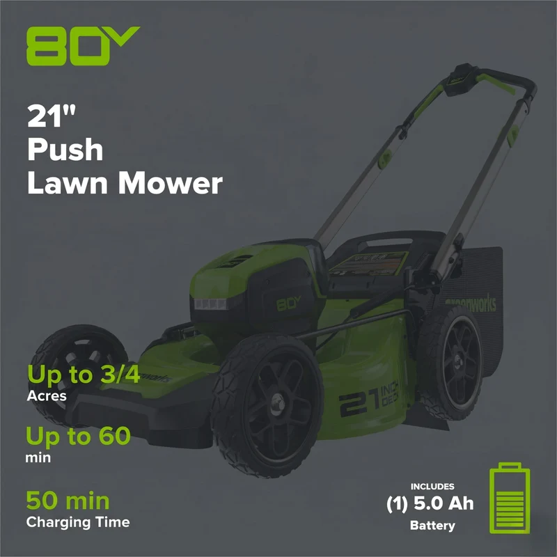 80V 21" Cordless Battery 4-in-1 Push Lawn Mower and 700CFM Blower Combo Kit: 5.0 Ah Battery and 6A Charger
