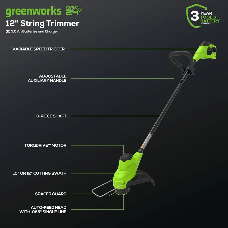 OPEN BOX 48V (24V x 2) 21" Cordless Battery Self-Propelled Mower, 12" String Trimmer and 320 CFM Blower Combo Kit: (2) 5.0Ah Batteries and Chargers