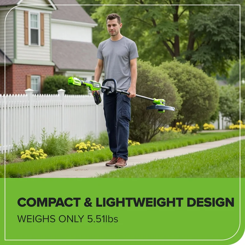 24V 13" Cordless Battery String Trimmer/Edger, 20PC Blades (Tool Only)