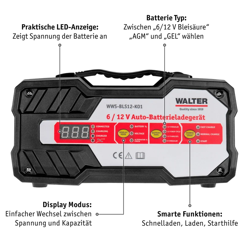 Auto-Batterieladegerät mit Starthilfe 6 / 12 V