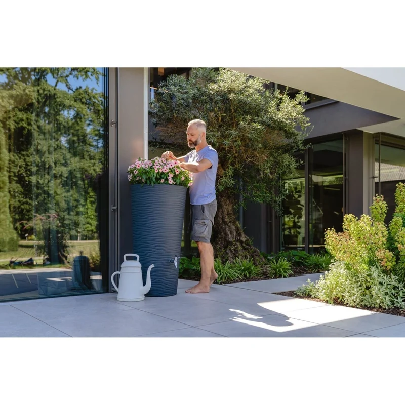 GARANTIA NATURA 2in1 Regenspeicher 210 L, mit Pflanzschale - grau -