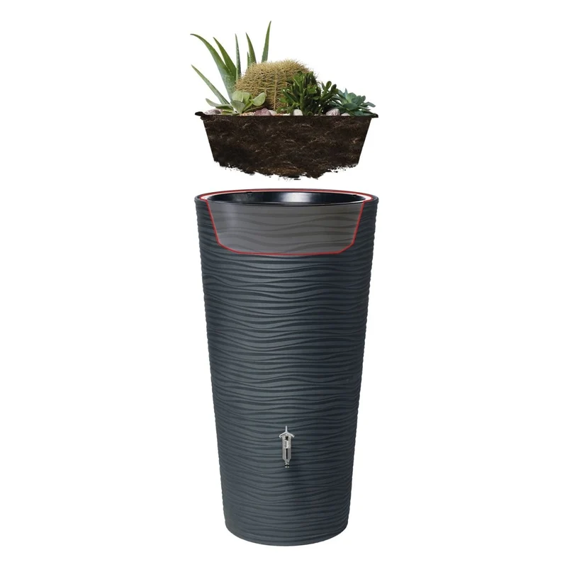 GARANTIA NATURA 2in1 Regenspeicher 210 L, mit Pflanzschale - grau -