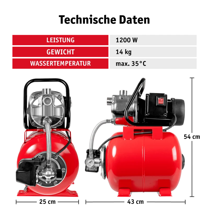 Edelstahl Hauswasserwerk 1200 W